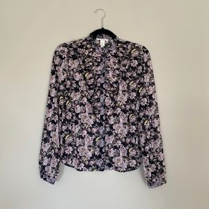 H&M sheer floral blouse size 2